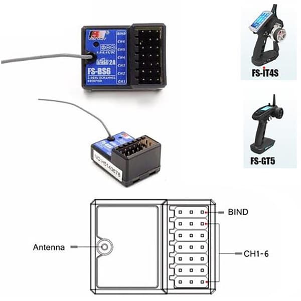 For Flysky FS-BS6 BS3 BS4 mottaker FS-IT4S/ FS-GT5 sender FS-BS6