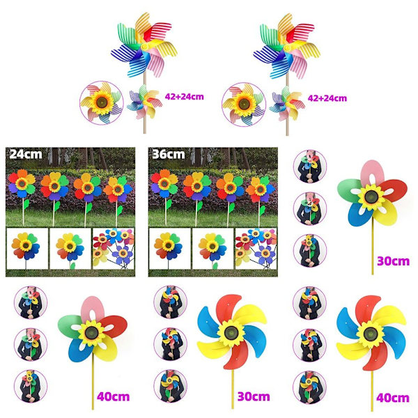 Färgglada solrosväderkvarnar Layout Pinwheels Leksaker 3 3 3