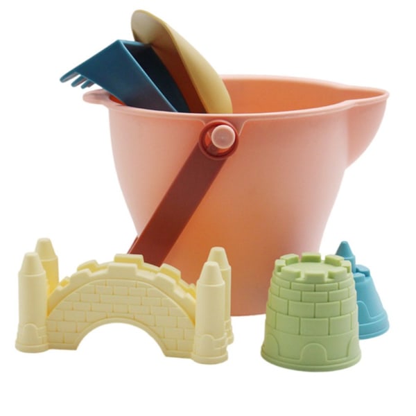 Sensory Bucket Sandbeach Castle Model Beach Toys rosa