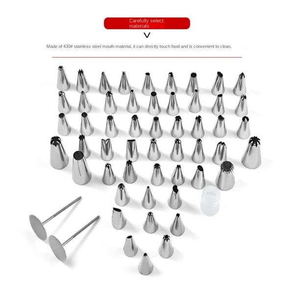 52 stk Piping Tips Sæt Rustfrit stål Frosting Tips Kage 52 pcs