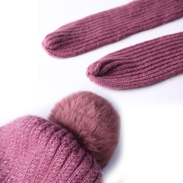 Fleece Varm Strikket Lue Skjerf Sett GRÅ grey