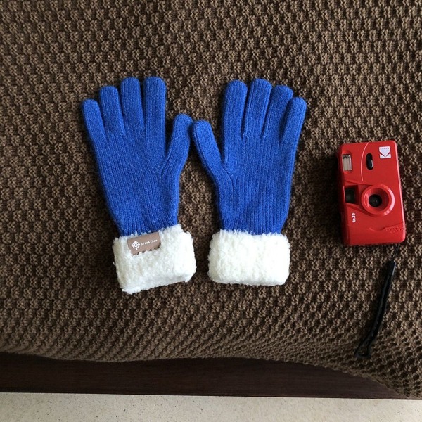 1 par strikkede handsker uldhandsker BLÅ Blue