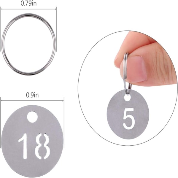 20 Pack Numbers Tags Pyöreä numeroitu avaimenperä