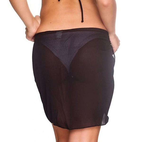 Chiffon Swimsuit Beach lyhyt cover MUSTA black