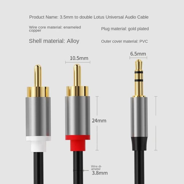 Lydkabel AV-kabel 0,5M 0.5m
