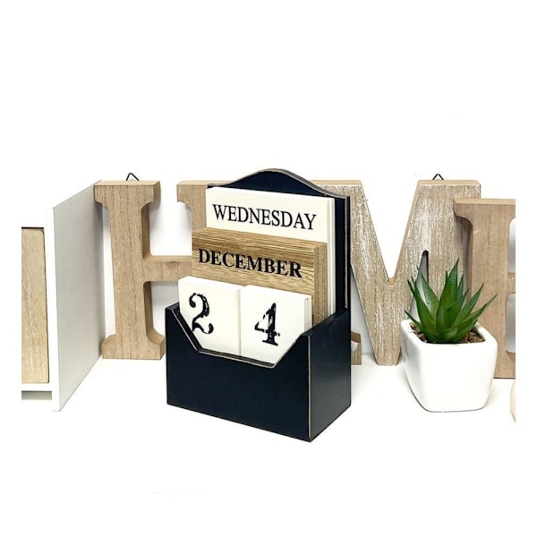 Perpetual Calendar Wooden Blocks Calendar Desk Sisustus