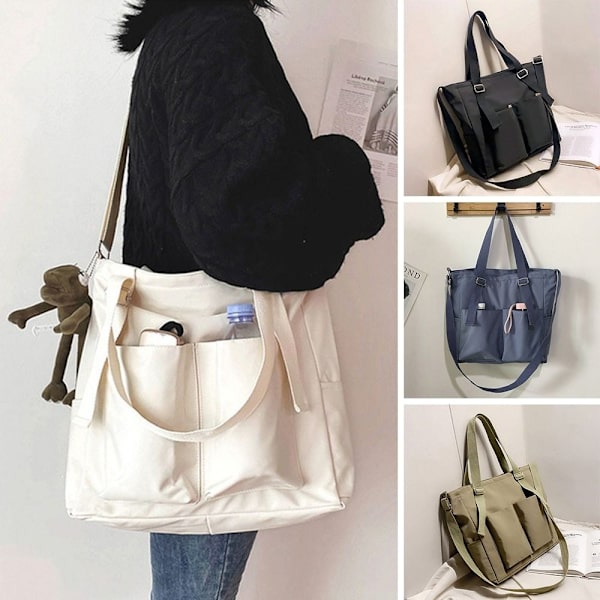 Lærredstaske Tote Skuldertasker SORT Black