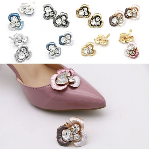 Rhinestone Shoe Clip Shiny Dekorativ Clip SØLV Silver