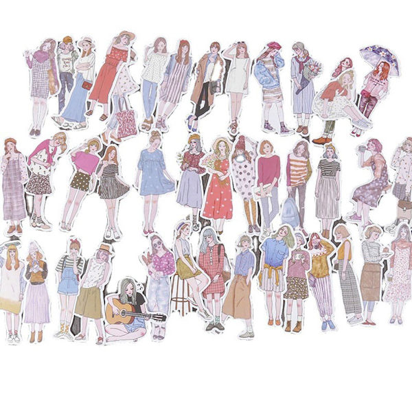 100/171 ST Mori Girls Stickers Cartoon Silhouette Paster