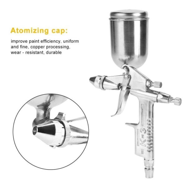 Gravity Feed Air Spray Paint Gun 0,5 mm Dysestørrelse 125ml