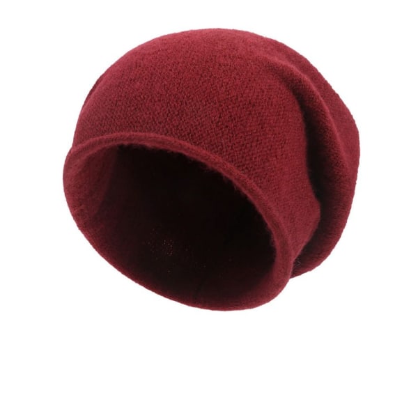 Cotton Cashmere Pullover Hat Beanie Hat WINE RED Wine Red