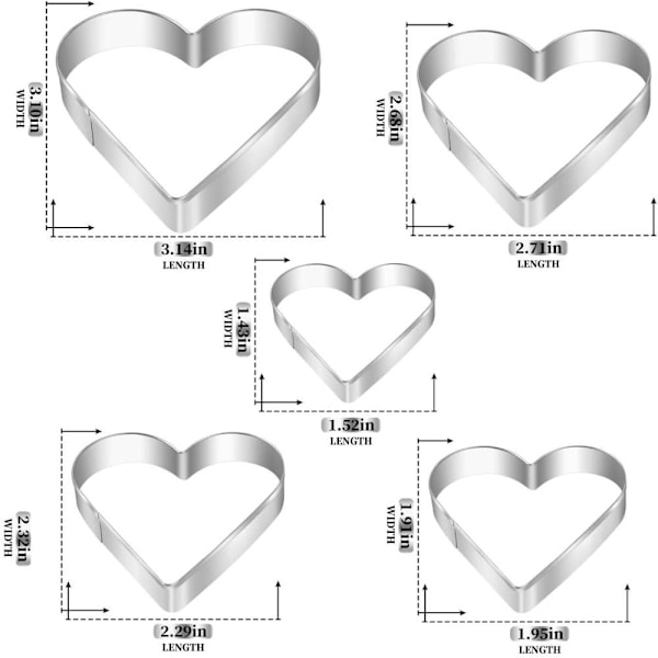10 kpl ruostumattomasta mold keksimuotti Stainless Steel Love Cookie 10 pcs