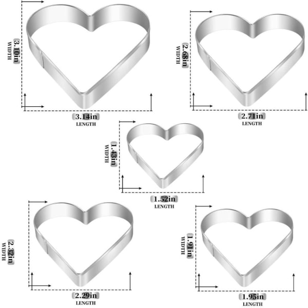 10 st Rostfri Kexform Form Kärlekskaka 10 pcs