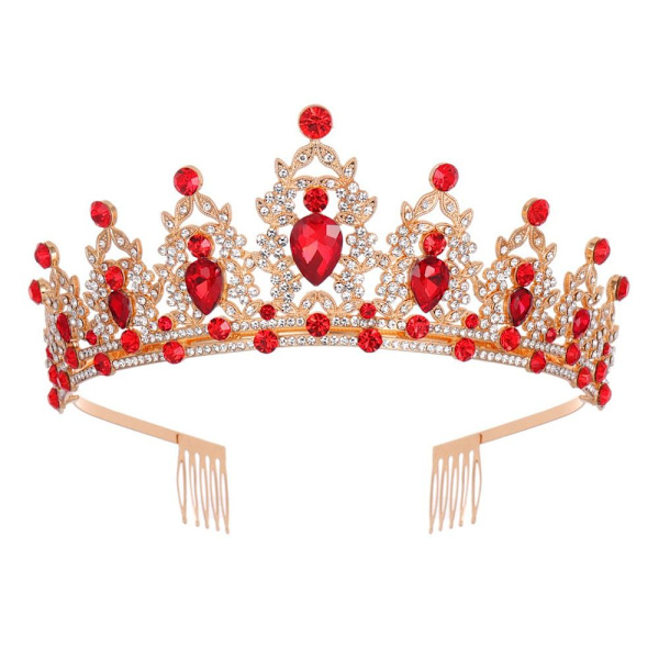 Ylellinen barokkityylinen vintage morsiamenkruunu Tiara RED Red