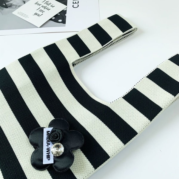 Stripe Knit Håndtaske Knot Wrist Bag SORT black