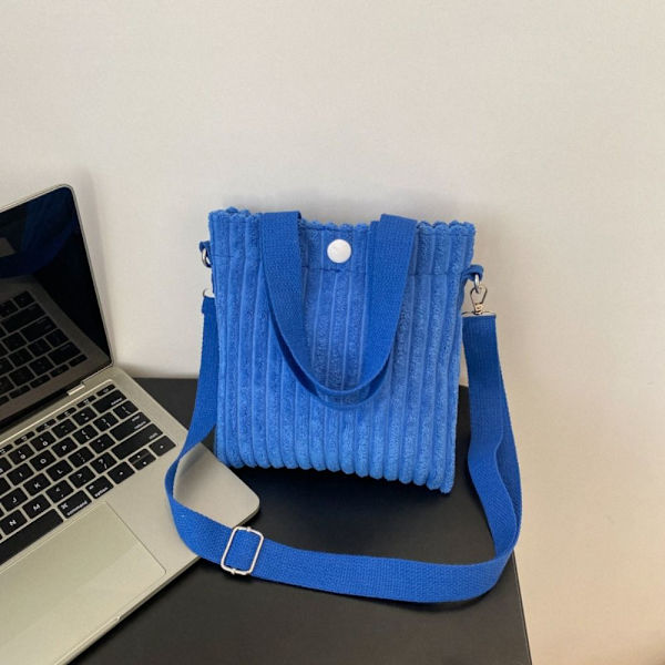 Lærreds skuldertaske Crossbody Lille taske BLÅ Blue