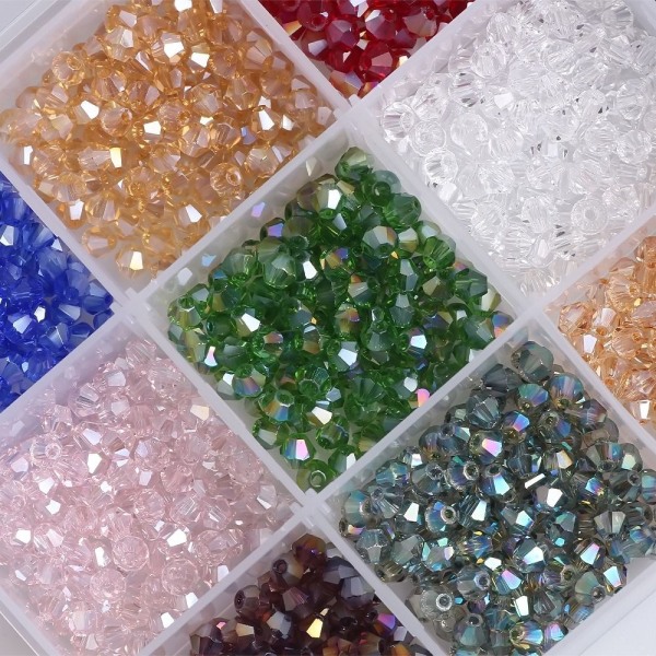 1500 stk 4 mm glassperler fasettert bicone krystall spacer perler