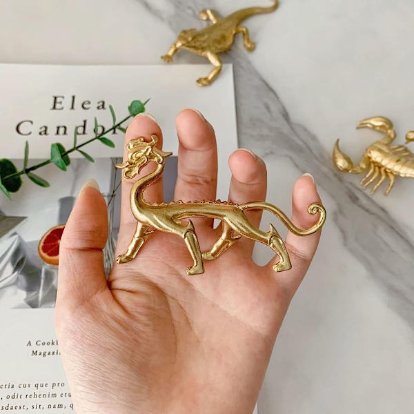 Walking Dragon Skulptur Mini Djur Ornament Gold Dragon