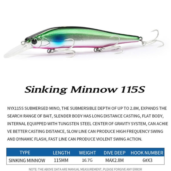 synkende Minnow Baits fiskekroge B B B