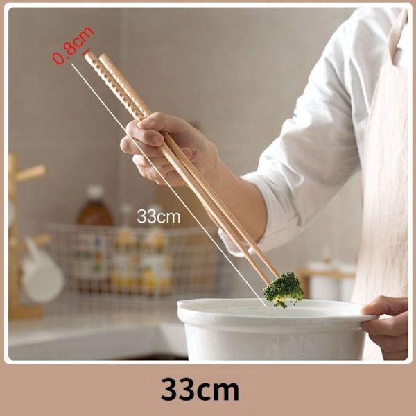 3 par ekstra lange spisepinde i træ Anti-Slip spisepinde 42CM 42cm
