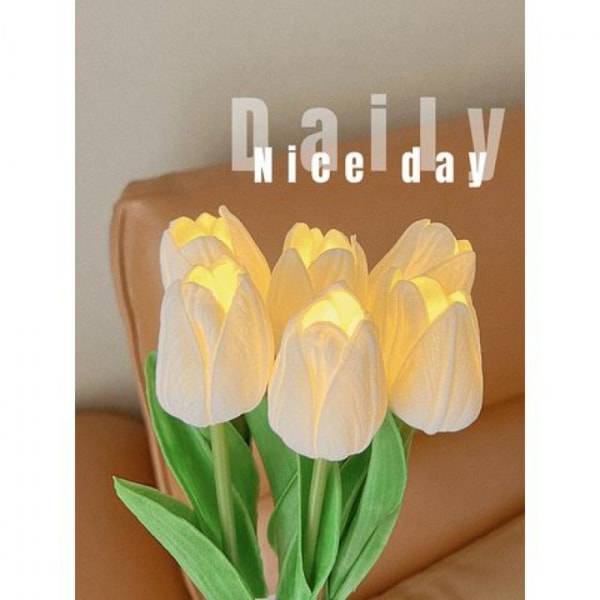 Led Tulip Nattlys Kunstig Blomster Bordlampe ROSA pink