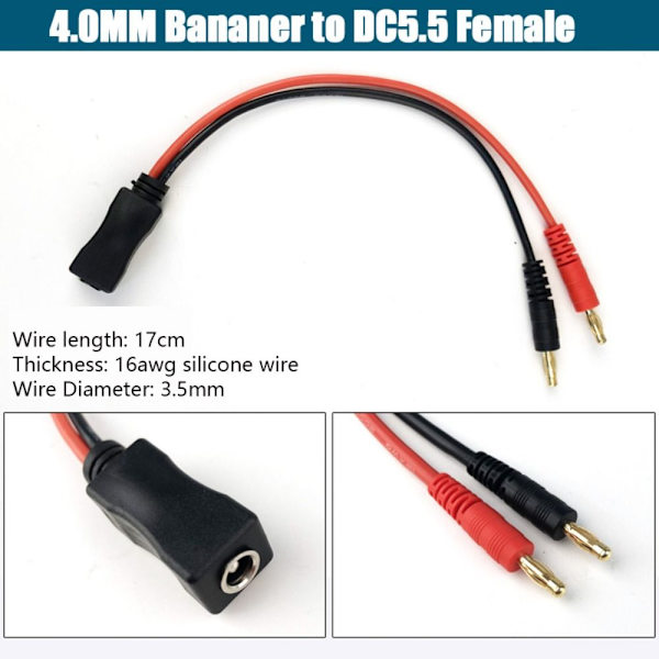 Imax B6 Charge Line Laddningskontakt 4.0 TO DC5.5 4.0 TO 4.0 to DC5.5