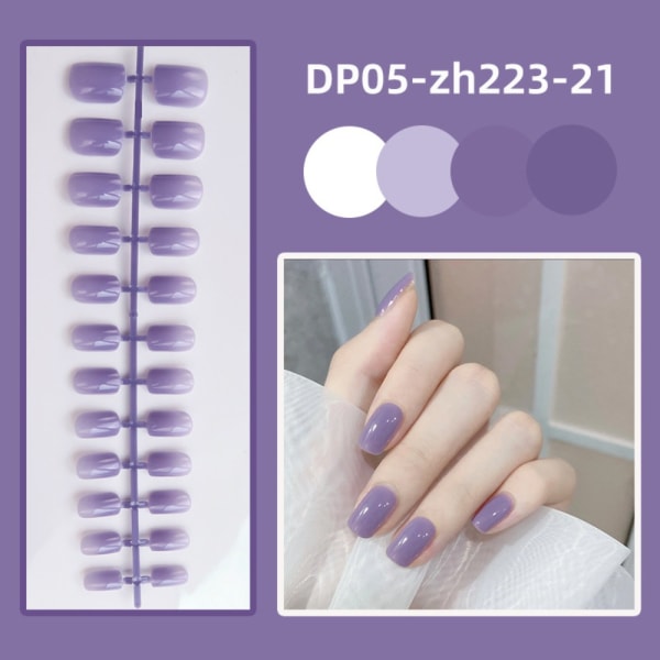 24st kort fyrkantigt huvud lösnaglar glänsande bärbara falska naglar DP05-zh223-21