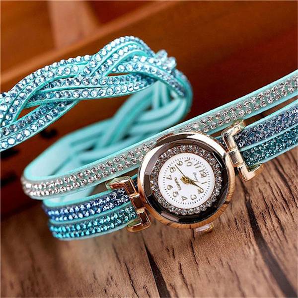 Quartz Watch Rhinestone Armbandsur BLÅ blue