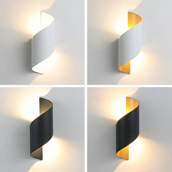 Spiral Design LED-seinävalaisin Moderni pohjoismainen lamppu MUSTA black warm white light-warm white light