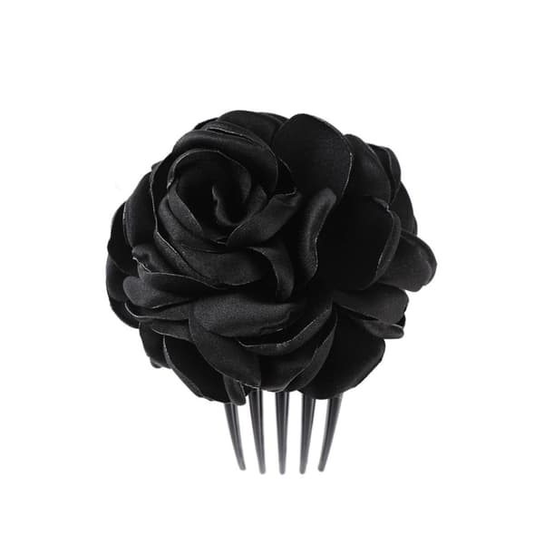 Blomster Hårkamme Kvinder Hårspænde SORT black