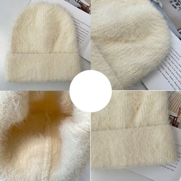 Kanin Uld Cap Strikket Hue HVID White