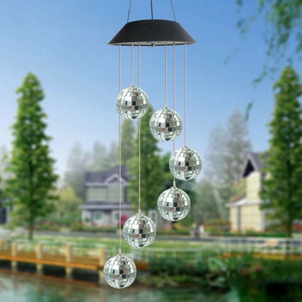 Hängande LED Solar Wind Chimes Lights Mirror Ball