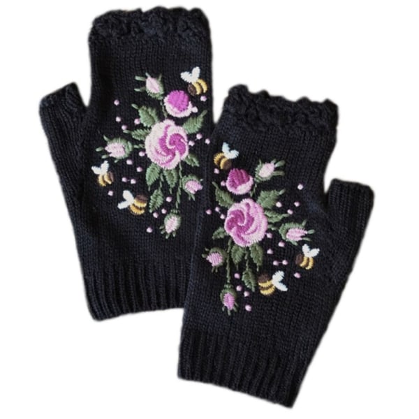 Neulotut Fingerless Gloves Fingerless Gloves MUSTA black