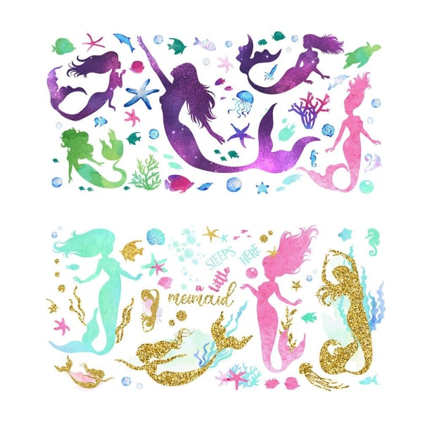 Mermaid Wall Decals Girls Wall Decals Peel and Stick