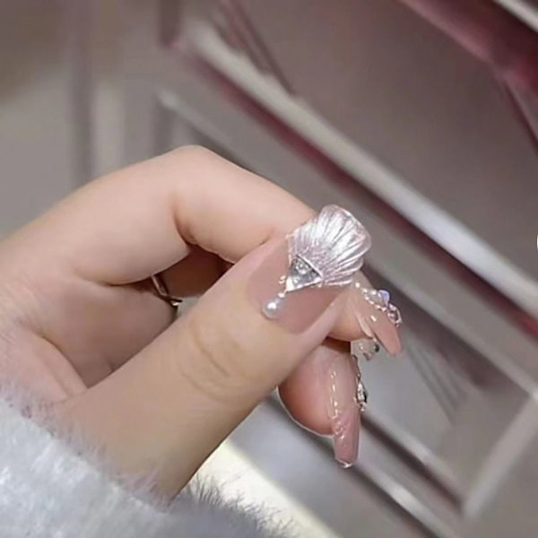 10 Stk Fairy Hemline Håndlavede Negle Pure Manual False Nail LANGT SLong
