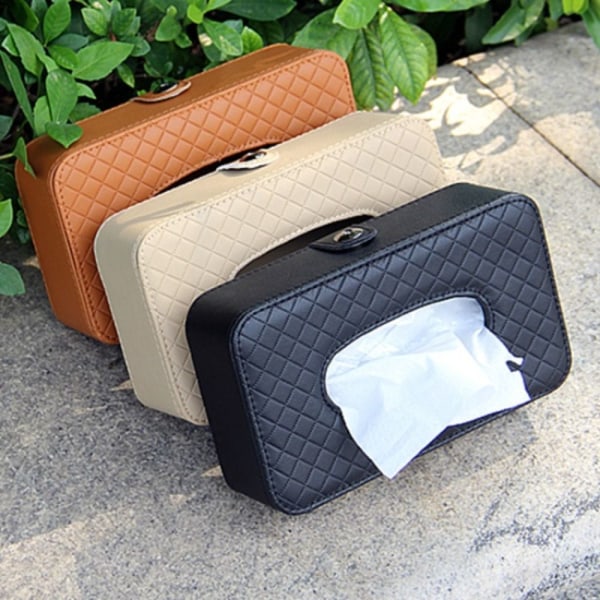 Car Tissue Box Tissue Holder BRUN STRAP-ON VERSION STRAP-ON Brown Strap-on version-Strap-on version
