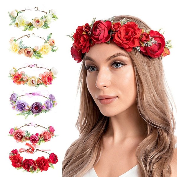 Flower Pannband Bohemian Flowers Wreath RÖD Red