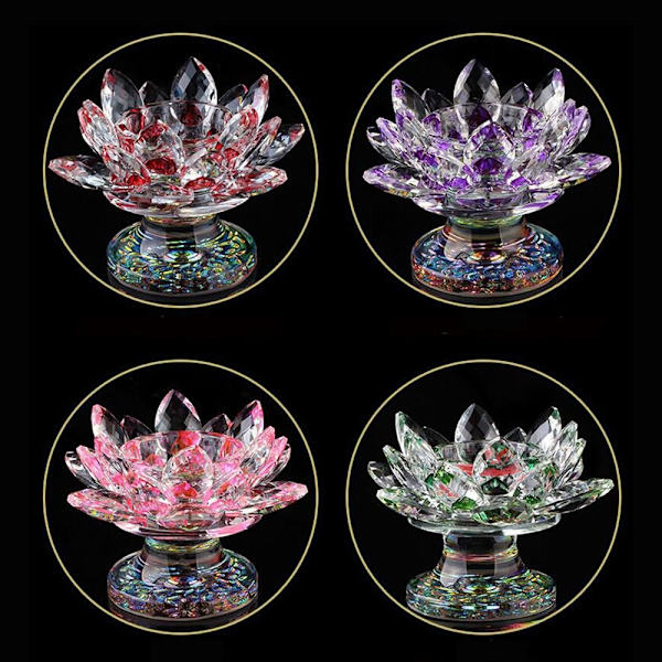 Crysta Lotus Flower Ornament Lotus Flower Figurine PUNAINEN red