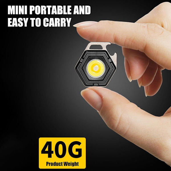 Mini LED-lampa Nyckelring USB Ficklampa