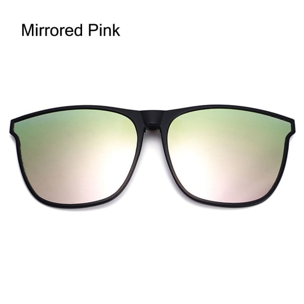Polariserad Clip On Solglasögon Mäns Bilförare Goggle SPEGLADE Mirrored Pink
