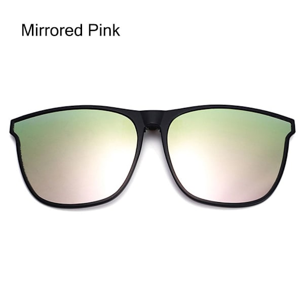 Polariseret Clip On Solbriller Mænds bilførerbrille SPEJLET Mirrored Pink