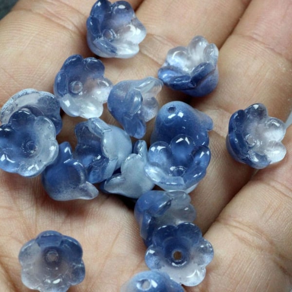 100st Trumpet Imitation Pearls Star Heart Beads LAKE BLUE&RED lake blue&red