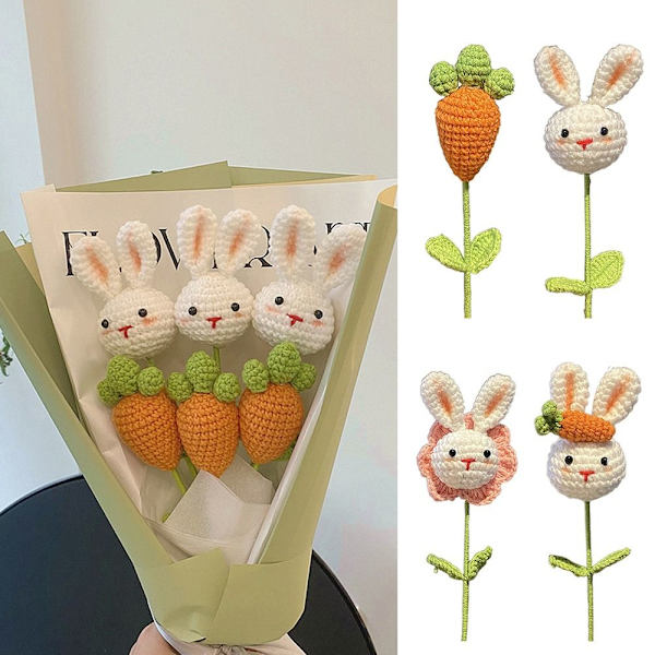 Kanin Virkade Blommor Handstickad konstgjorda blombukett Style 4