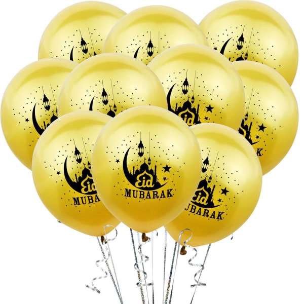 Eid Mubarak Ballonger Festdekor GULL 10STK gold 10PCS