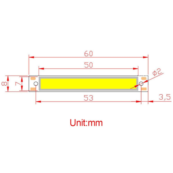 LED COB -nauhavalodiodi 3W -PUNAINEN 620-625NM 3W -PUNAINEN 3W -Red 620-625nm