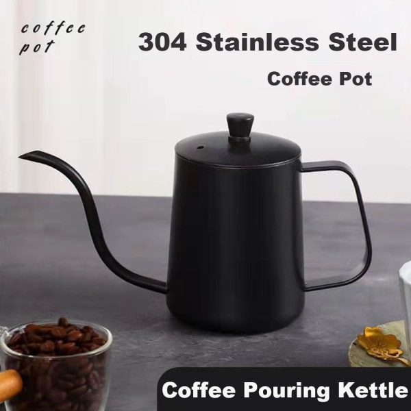 12/20oz Häll över kaffekokare Svart rostfritt stål 20oz