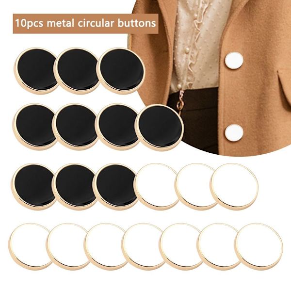 10 Stk Metallknapper Hodeplagg Clip SORT 11MM Black 11mm
