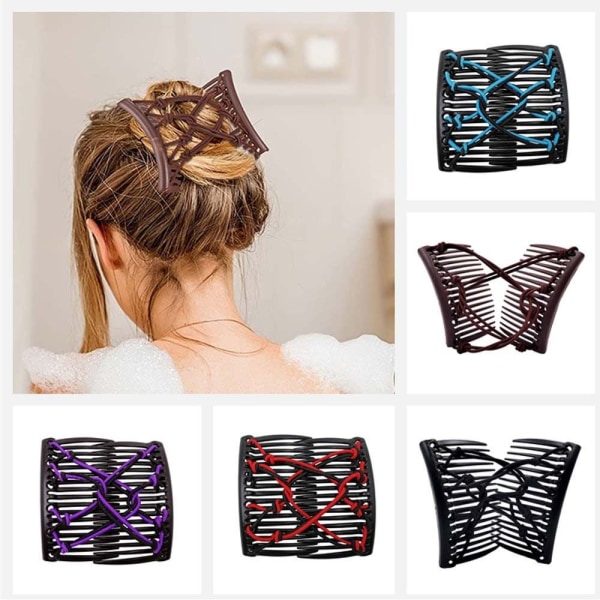 Elastiskt rep Pan Hårklämmor Lazy Comb RÖD RED