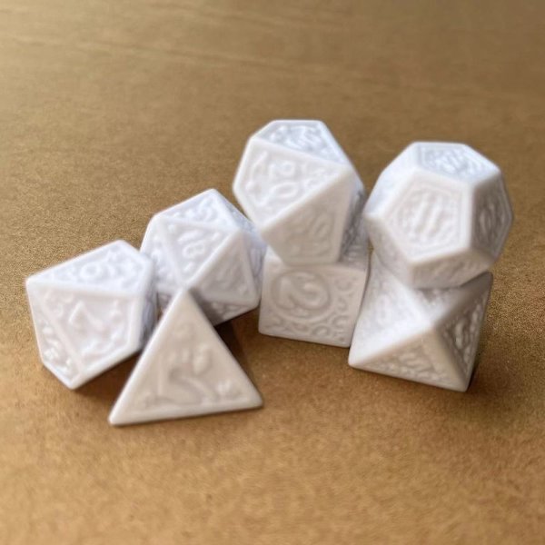 7st/ set DND Tärningar Polyedriska tärningar VIT VIT white