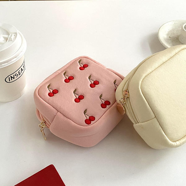 Lille Øretelefon Opbevaring Organizer Taske BEIGE Beige